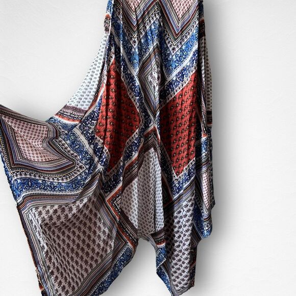 American Rag Cie Boho Patchwork Halter Spaghetti Strap Scarf Swing Dress Size XL - Picture 8 of 12